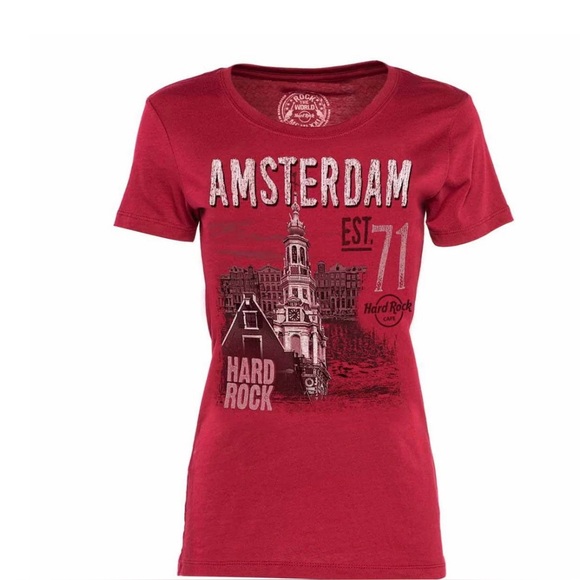 Amsterdam Hard Rock Café T-Shirt City Icon Collection Deep Red Streetwear Sz XL - Picture 5 of 5